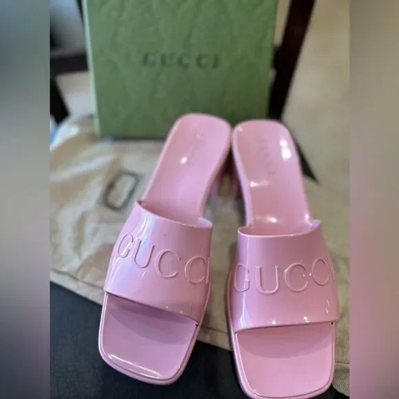 Gucci Rubber Slides Pink Size 8 - Picture 8 of 10
